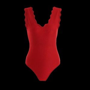 Marysia Swimsuit Dupe Ribbed Scallop Trim L